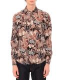 Camu Butterfly Long-Sleeve Sport Shirt, Navy/Pink Multi
