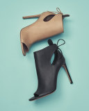Gabrielle Leather Cutout Bootie, Sand