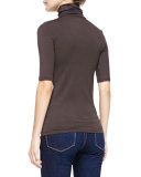 Soft Touch Turtleneck Top, Cafe Chine