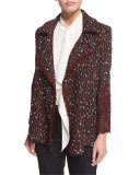Open-Front Paillette & Lace Jacket, Marsala