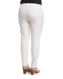 Renzo Low-Rise Slim Pants, White, Plus Size