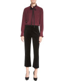 Velvet Cropped Pants, Noir