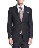 Textured Solid Two-Piece Suit, Black