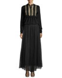 Dotted Mesh Maxi Shirt