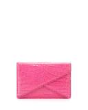 Piano Crocodile Crisscross Clutch Bag, Rosa Shock Pink
