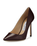 Romy Leather Pointed-Toe 100mm Pump, Burgundy