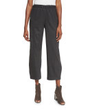 Stretch-Wool Lantern Ankle Pants 