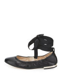 Fallon Lace-Up Ballerina Flat, Black