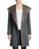 Double-Face Hooded Wool Wrap, Gray