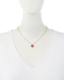 18K Gold Ruby & Diamond Floral Pendant Necklace
