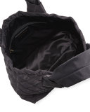 Quilted Nylon Knot Tote Bag, Black