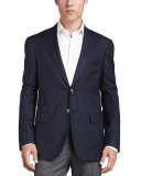Wool-Crepe Blazer, Navy
