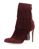 Taos Suede Fringe Ankle Boot, Cordovan