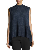 Sleeveless Mock-Neck Sweater, Indigo