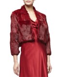 3/4-Sleeve Fur Bolero, Ruby