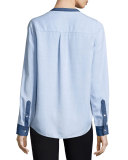 Chambray Colorblock Half-Placket Shirt
