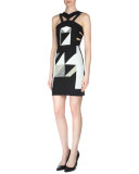 Altamira Patchwork Collage Dress, Black Multi