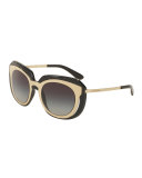 DNA Metal-Inset Butterfly Sunglasses, Black