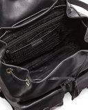 Soft Calf Double-Pocket Backpack, Black (Nero)