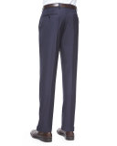 Parker Flat-Front Super 150's Trousers, Navy