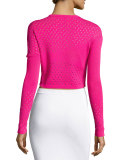 Perforated Knit Cropped Sweater, Cheeky Pink