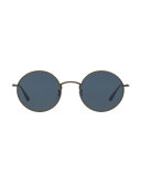 After Midnight Round Sunglasses, Pewter/Blue