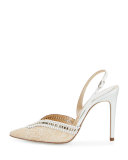 Embellished Lace 105mm Halter Pump, White