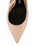 Leather Ankle-Lock 105mm Pump, Nude