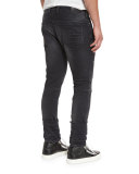 Skinny Moto Denim Jeans, Slate Gray