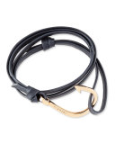 Hook Leather Bracelet, Navy