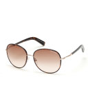 Georgia Gradient Round Sunglasses, Brown