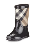Rainmoor Check Rubber Rainboot, Black, Youth