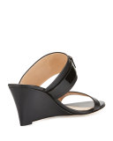 Gigi Leather Two-Band Slide Sandal, Tan