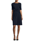 Short-Sleeve Twisted-Front Dress