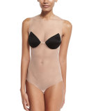 Leisuring Mesh Bodysuit, Nude/Black