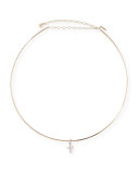 Collar Necklace w/Mini Diamond Bezel Cross Charm