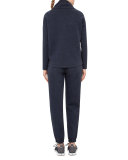 Long-Sleeve Funnel-Neck Pullover, Denim