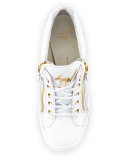 Lorenz Zip-Front Wedge Sneaker, White