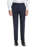 Heathered Flat-Front Trousers, Navy