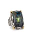Spectrolite Ring in Carved Sterling Silver