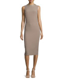 Georgia Embellished Jewel-Neck Dress, Taupe