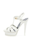 Tribute Leather 135mm Platform Sandal, Porcelain