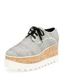 Elyse Printed Platform Oxford, White/Black