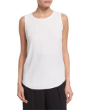Crepe Jewel-Neck Shell