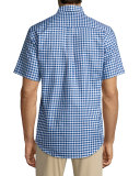 Check Short-Sleeve Oxford Shirt, Navy/White