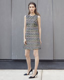 A-Line Chevron Brocade Mini Dress, Multi