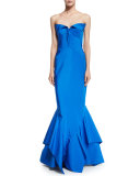 Strapless Sweetheart-Neck Trumpet Gown, Brilliant Blue