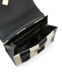 Mini Alex Bunny Striped Satchel Bag, Black/White
