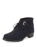 Perforated Suede Lace-Up Oxford, Navy