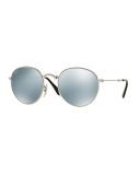 Etched Round Mirrored Sunglasses